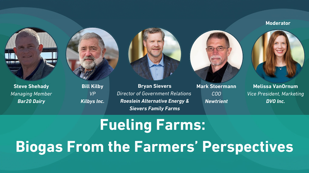 Headshots of speakers for "Fueling Farms"